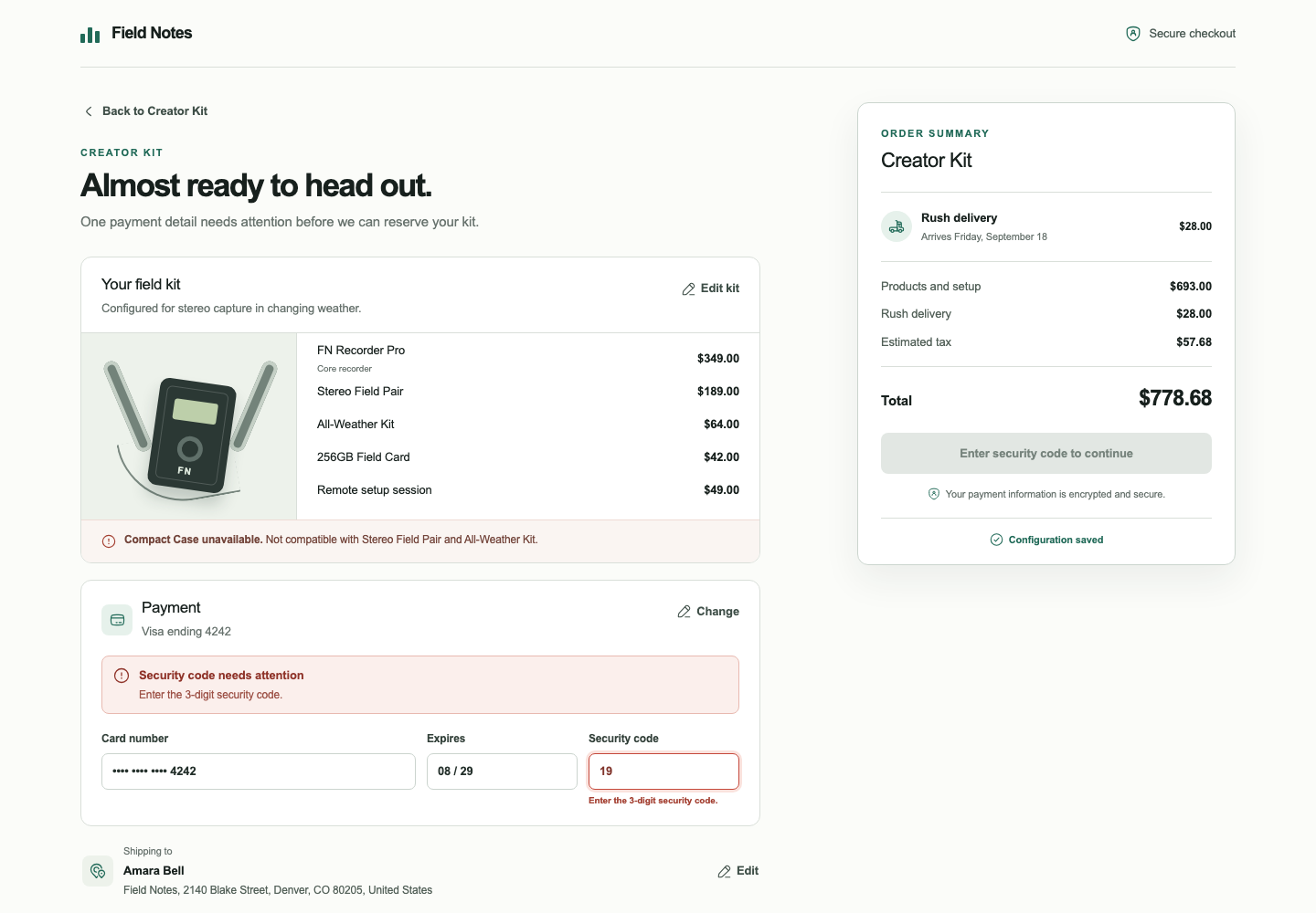 Configurable product checkout, Model + skill, GPT-5.6 Terra (Medium), High-Agency Frontend
