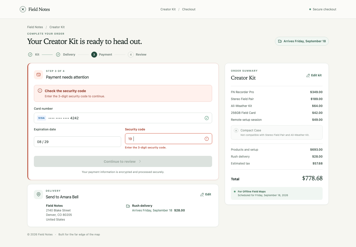 Configurable product checkout, Model + skill, GPT-5.6 Terra (Medium), Emil Design Engineering