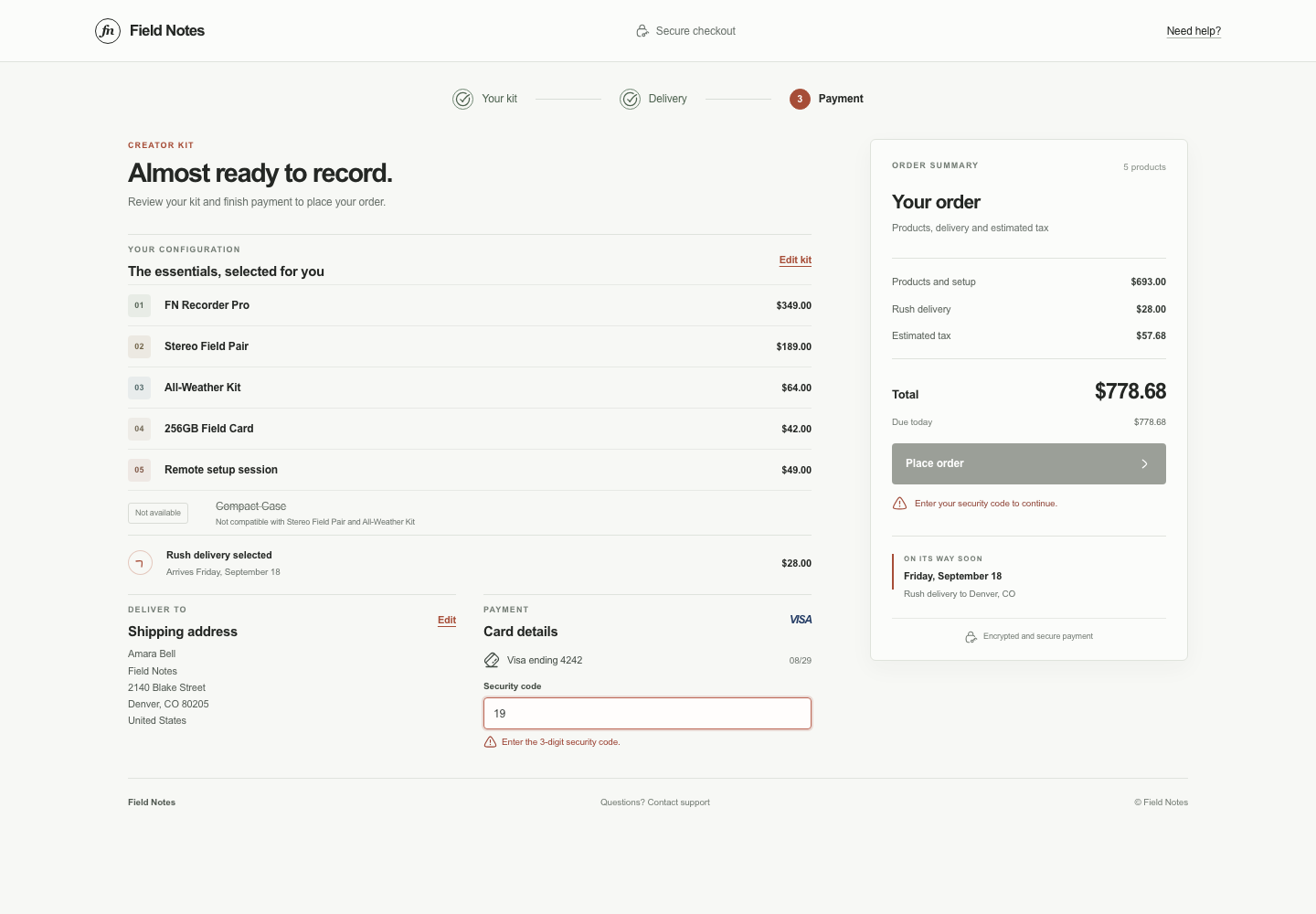 Configurable product checkout, Model + skill, GPT-6 Luna (Medium), High-Agency Frontend