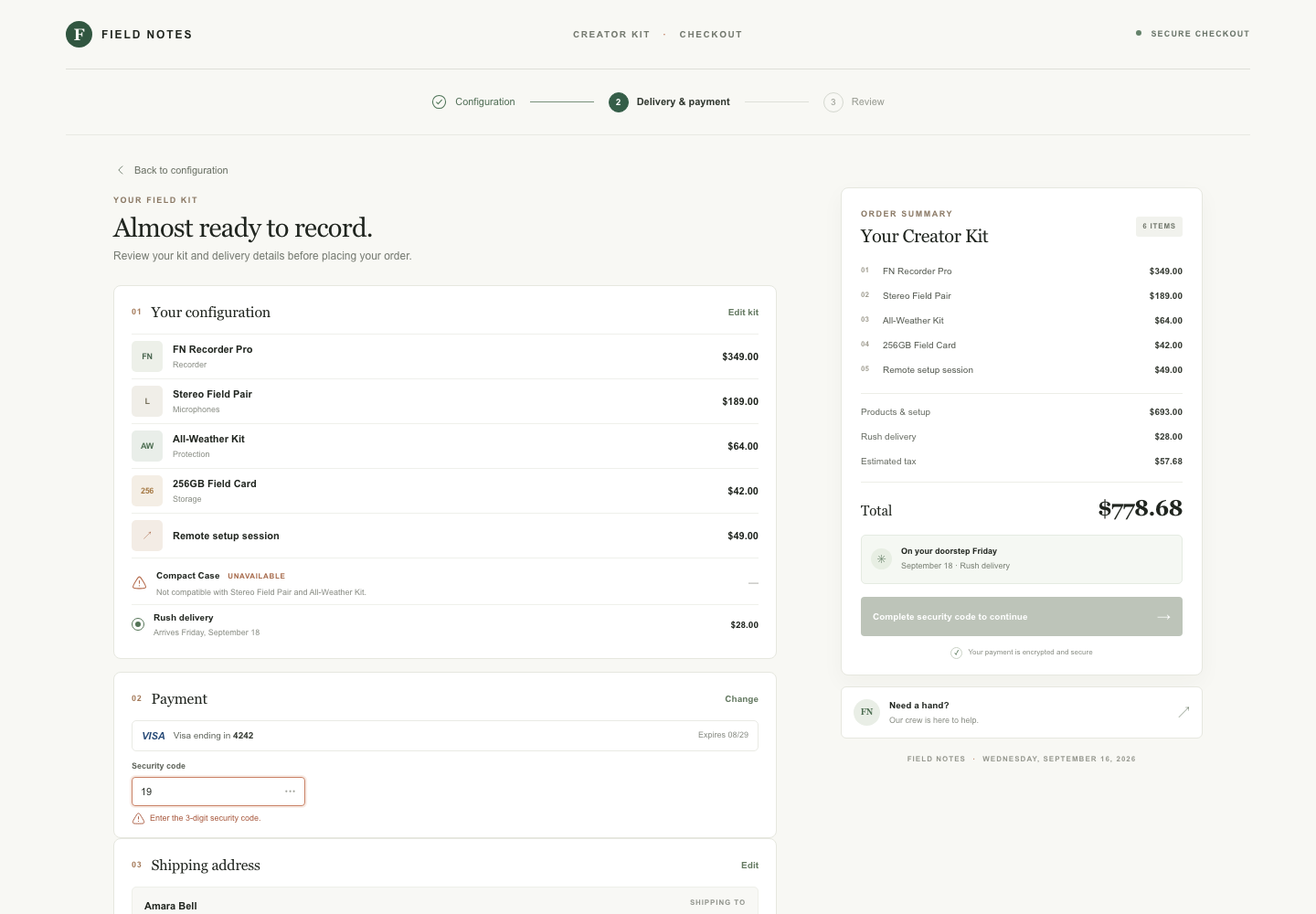 Configurable product checkout, Model + skill, GPT-6 Luna (Medium), Emil Design Engineering