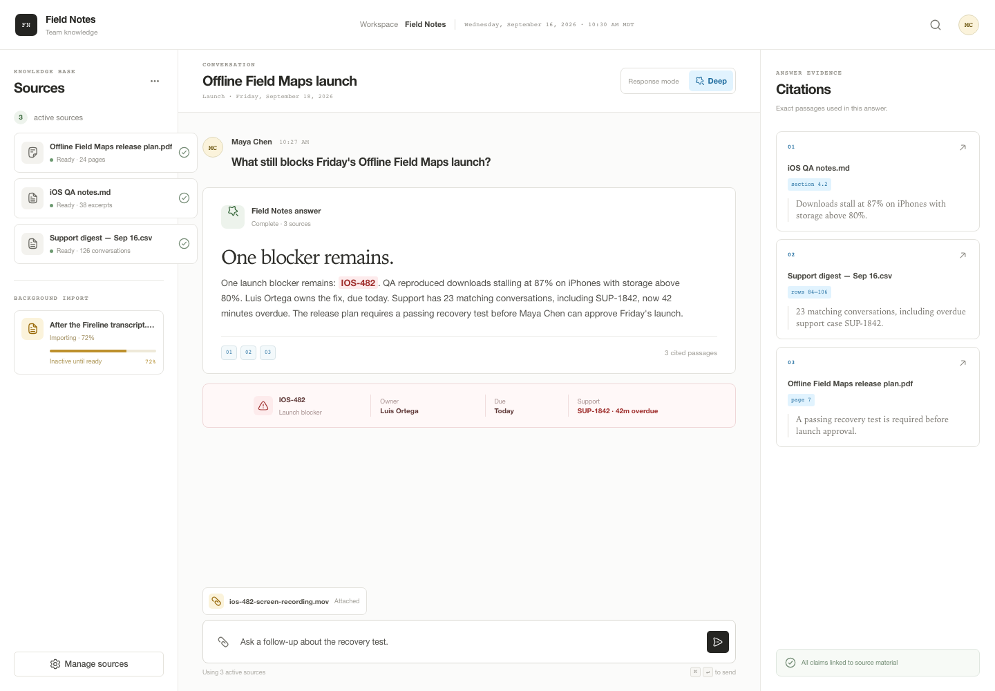 Knowledge-import chatbot, Model + skill, GPT-5.6 Luna (High), Premium Utilitarian Minimalism