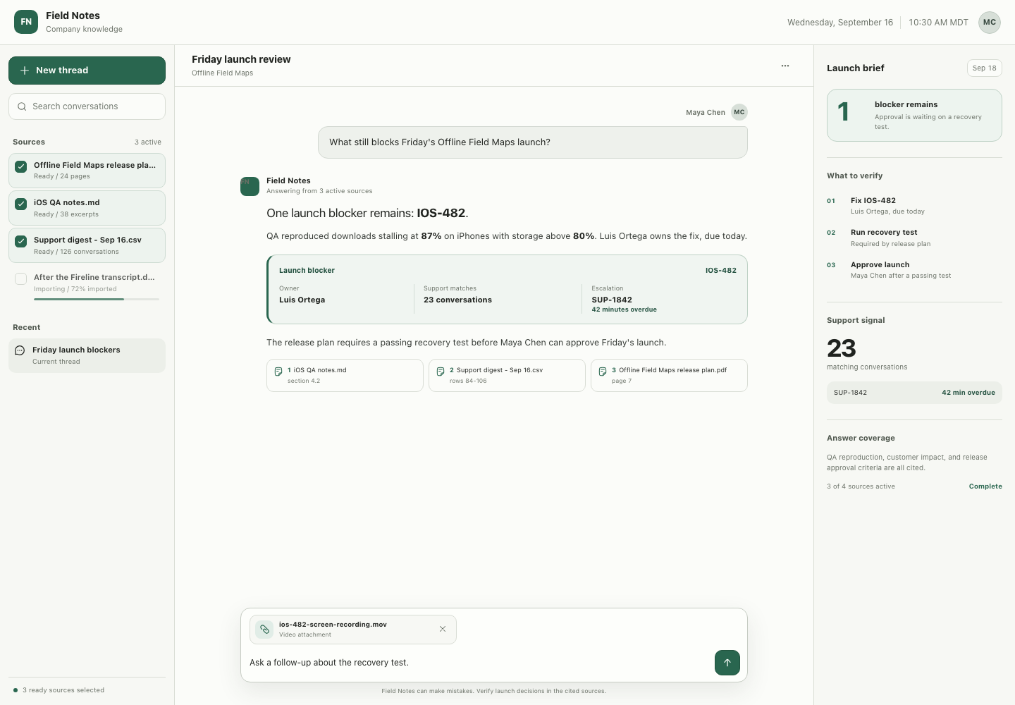 Knowledge-import chatbot, Model + skill, GPT-5.6 Sol (Medium), High-Agency Frontend