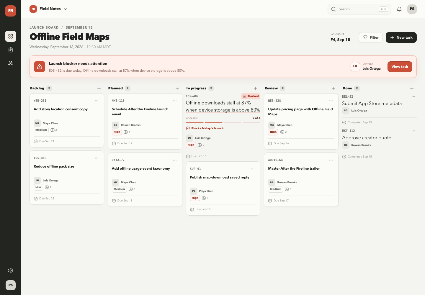 Collaborative project board, Model + skill, GPT-5.6 Sol (Medium), High-Agency Frontend