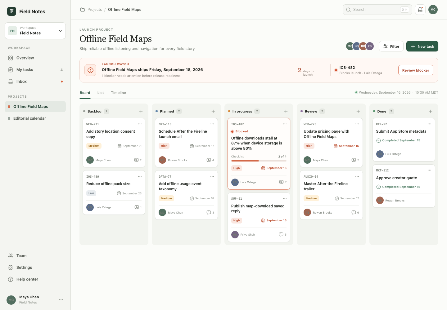 Collaborative project board, Model + skill, GPT-5.6 Sol (Medium), Emil Design Engineering