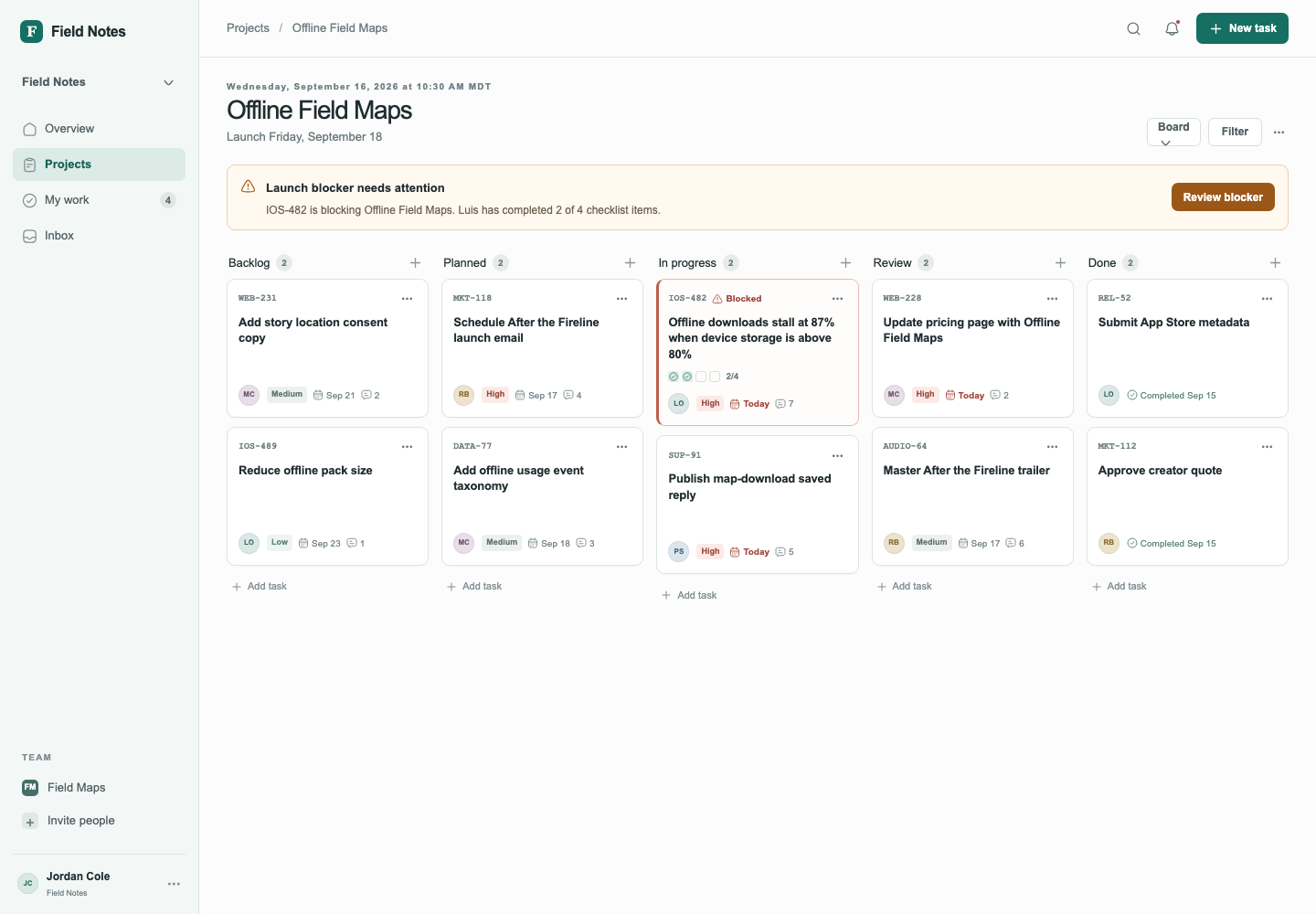Collaborative project board, Model + skill, GPT-5.6 Terra (Medium), High-Agency Frontend