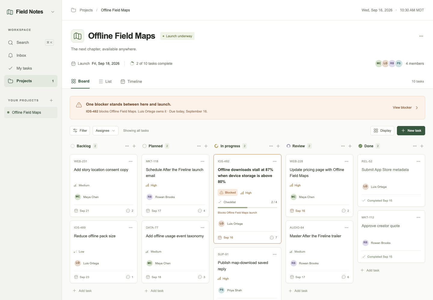 Collaborative project board, Model + skill, GPT-6 Astra (Low), High-Agency Frontend