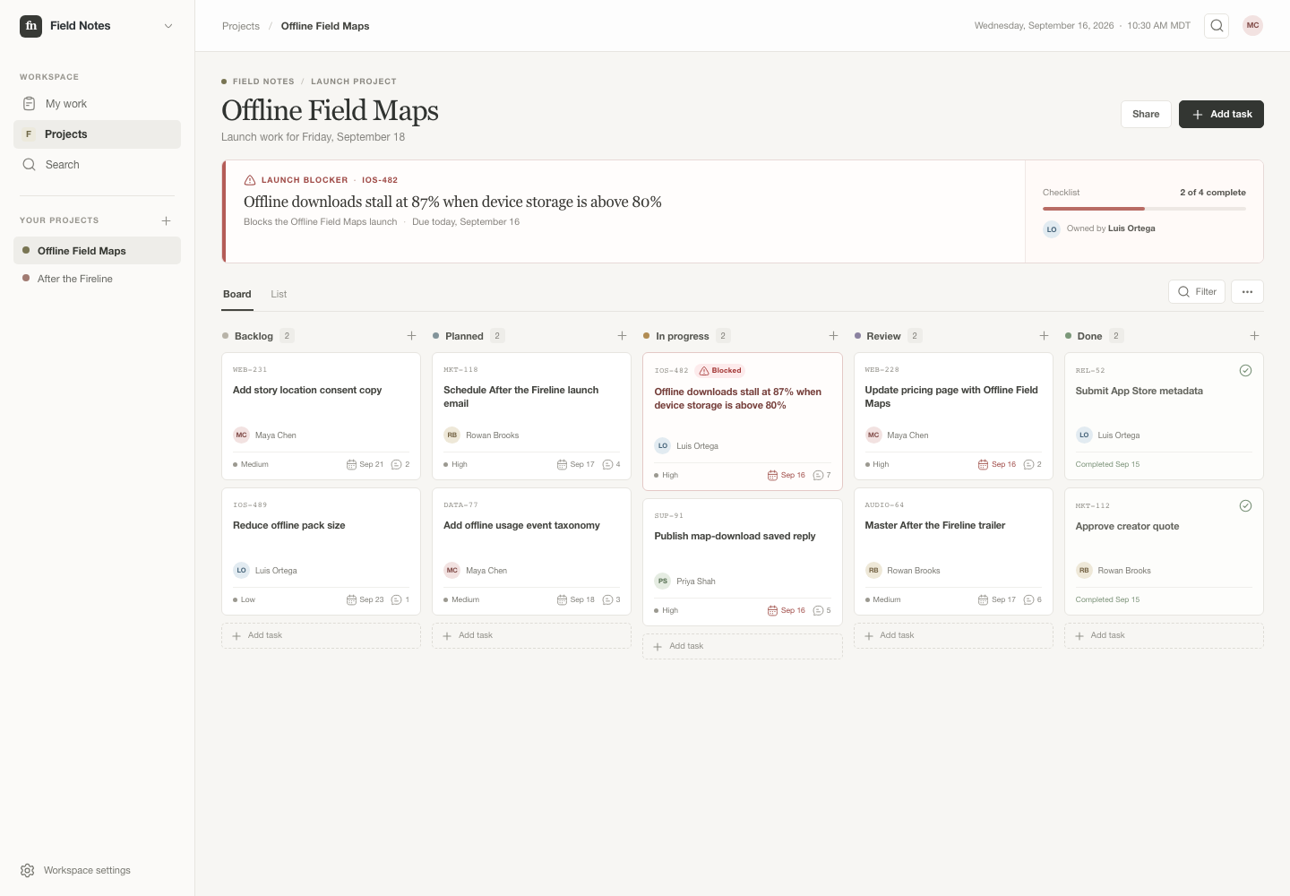 Collaborative project board, Model + skill, GPT-6 Luna (Medium), Premium Utilitarian Minimalism