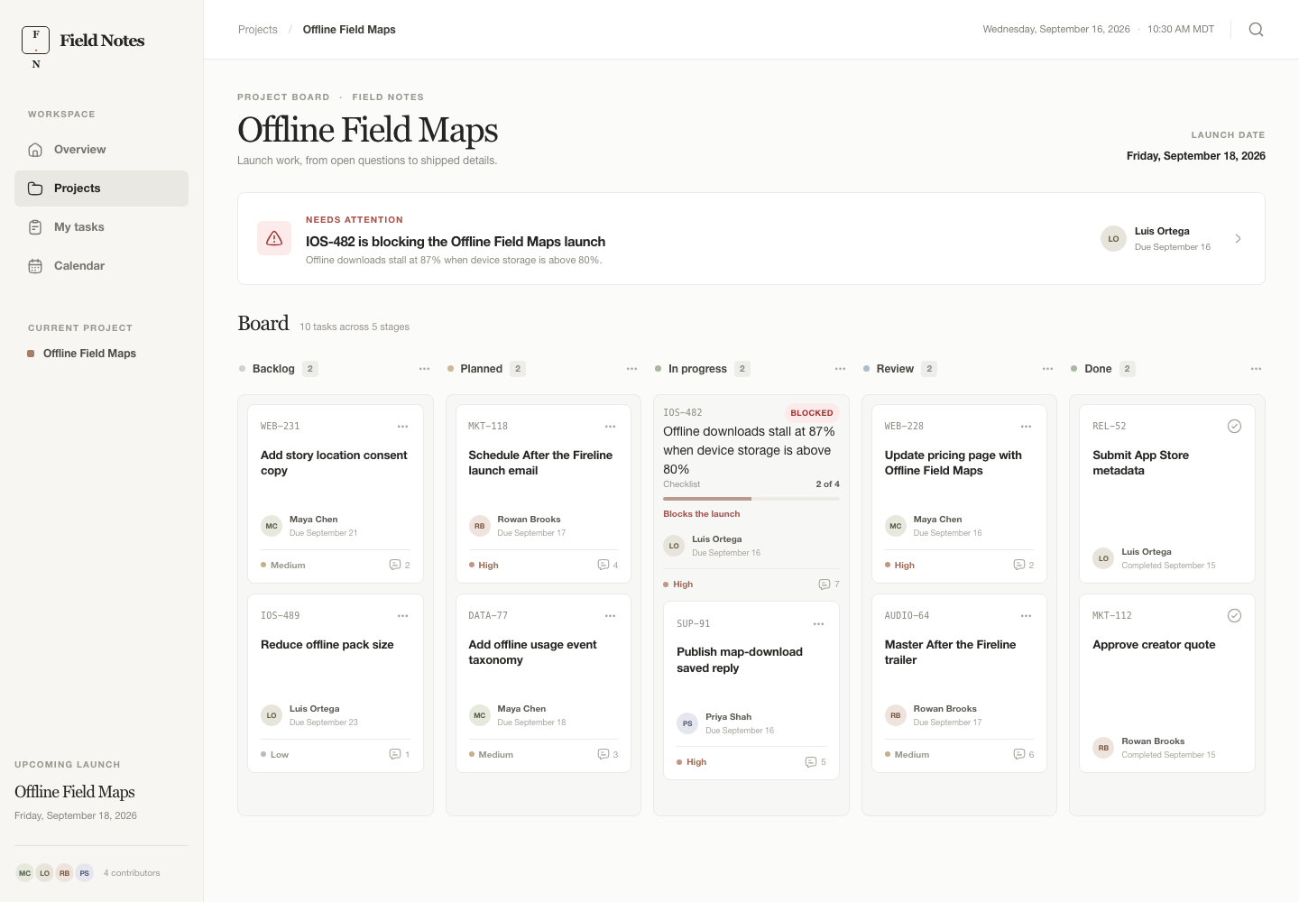 Collaborative project board, Model + skill, GPT-6 Sol (High), Premium Utilitarian Minimalism