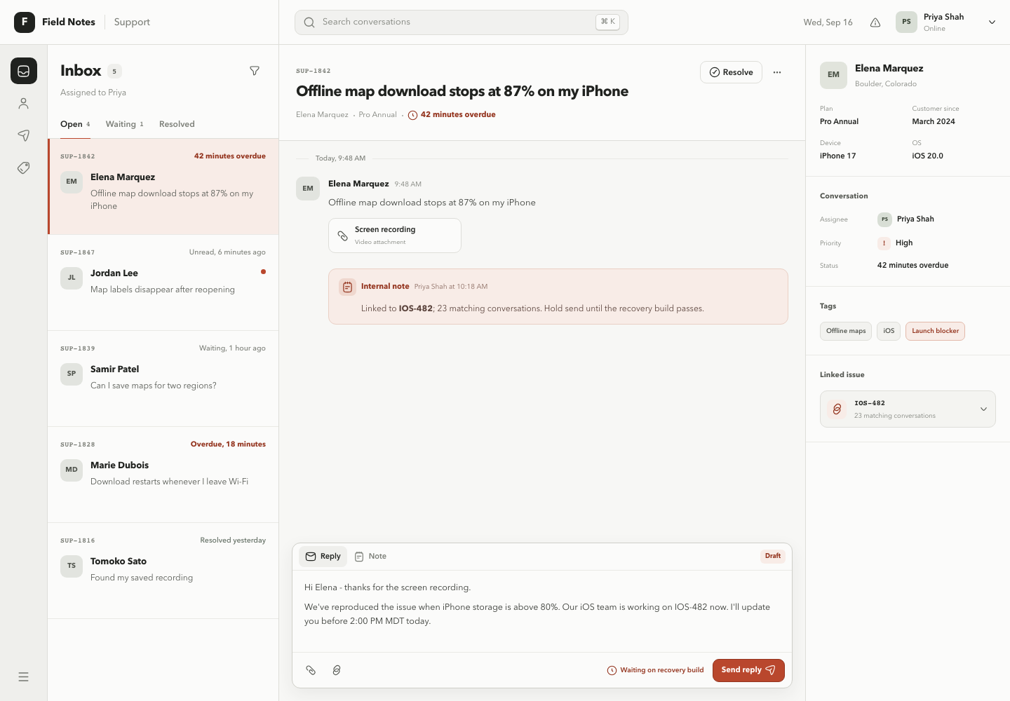 Customer support inbox, Model + skill, GPT-5.6 Sol (Medium), High-Agency Frontend