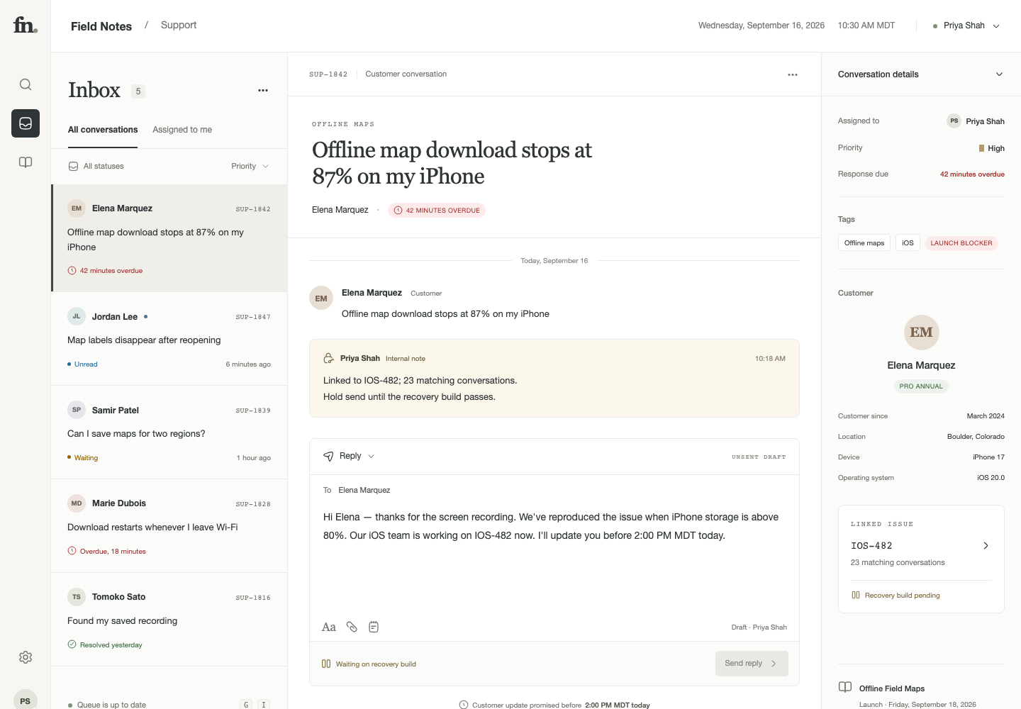 Customer support inbox, Model + skill, GPT-6 Astra (Low), Premium Utilitarian Minimalism