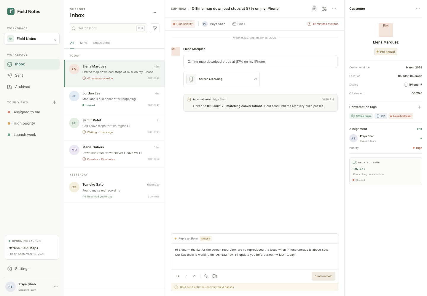 Customer support inbox, Model + skill, GPT-6 Luna (Medium), Emil Design Engineering