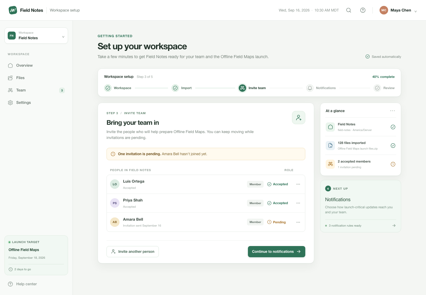 Team onboarding workflow, Model + skill, GPT-5.6 Luna (High), Emil Design Engineering