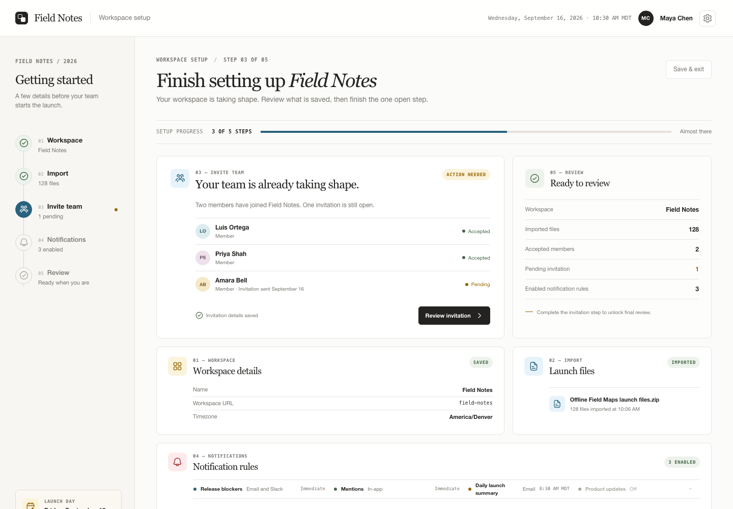 Team onboarding workflow, Model + skill, GPT-5.6 Luna (High), Premium Utilitarian Minimalism