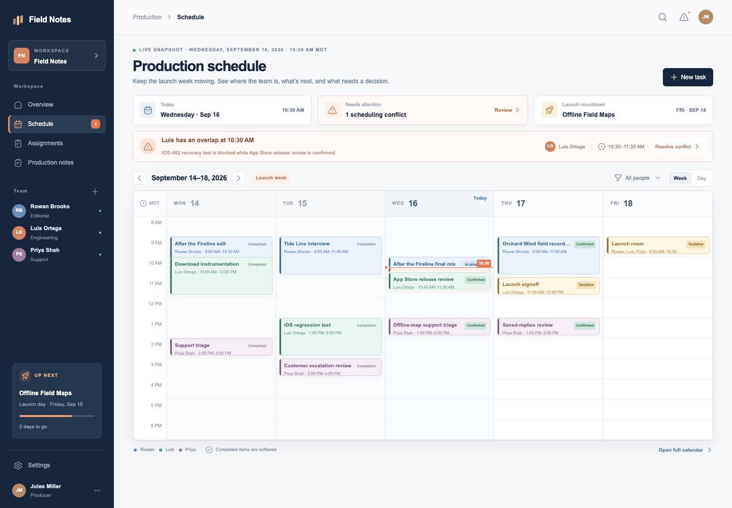 Responsive team scheduling, Model + skill, GPT-5.6 Luna (High), Emil Design Engineering