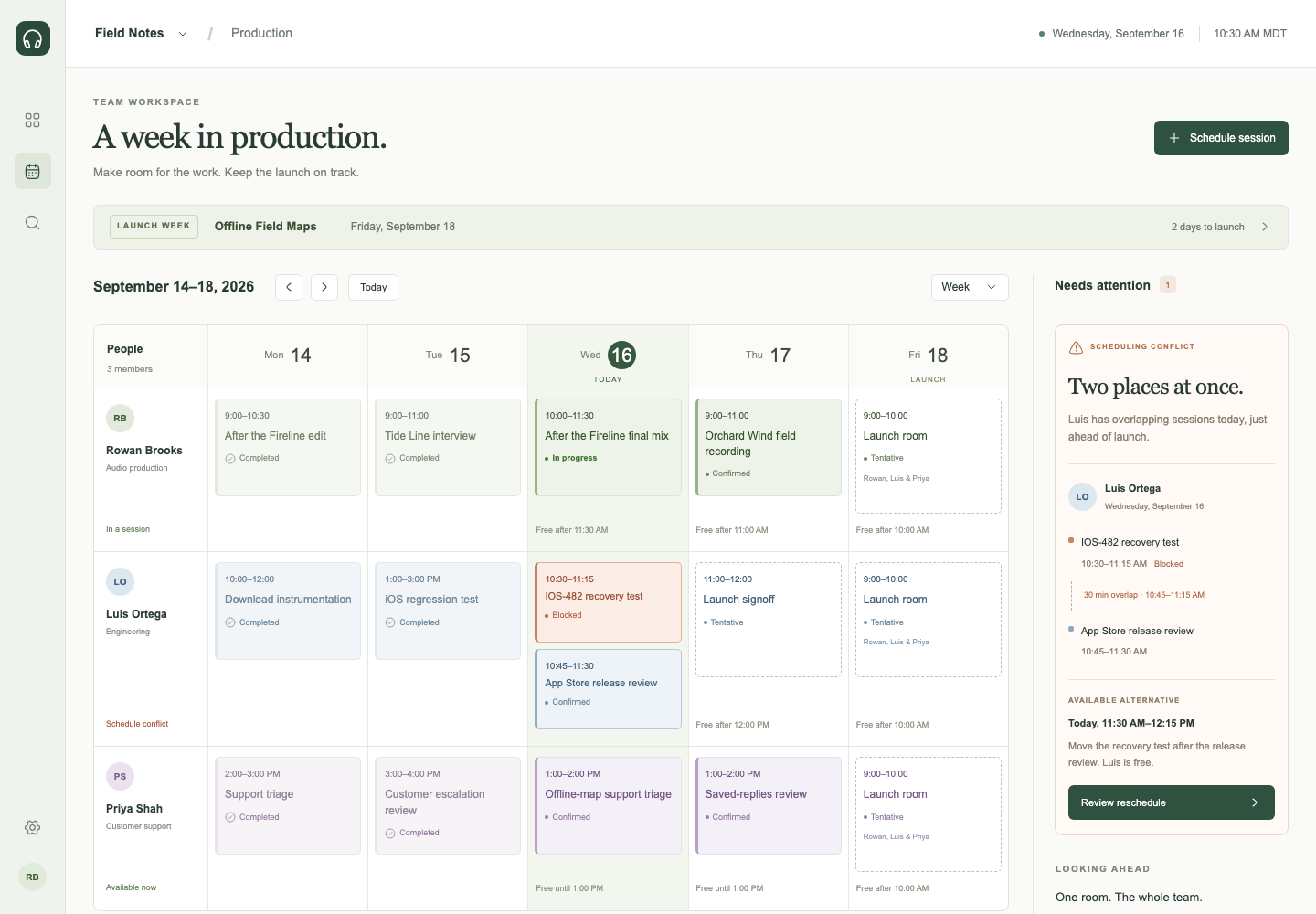Responsive team scheduling, Model + skill, GPT-6 Astra (Low), High-Agency Frontend
