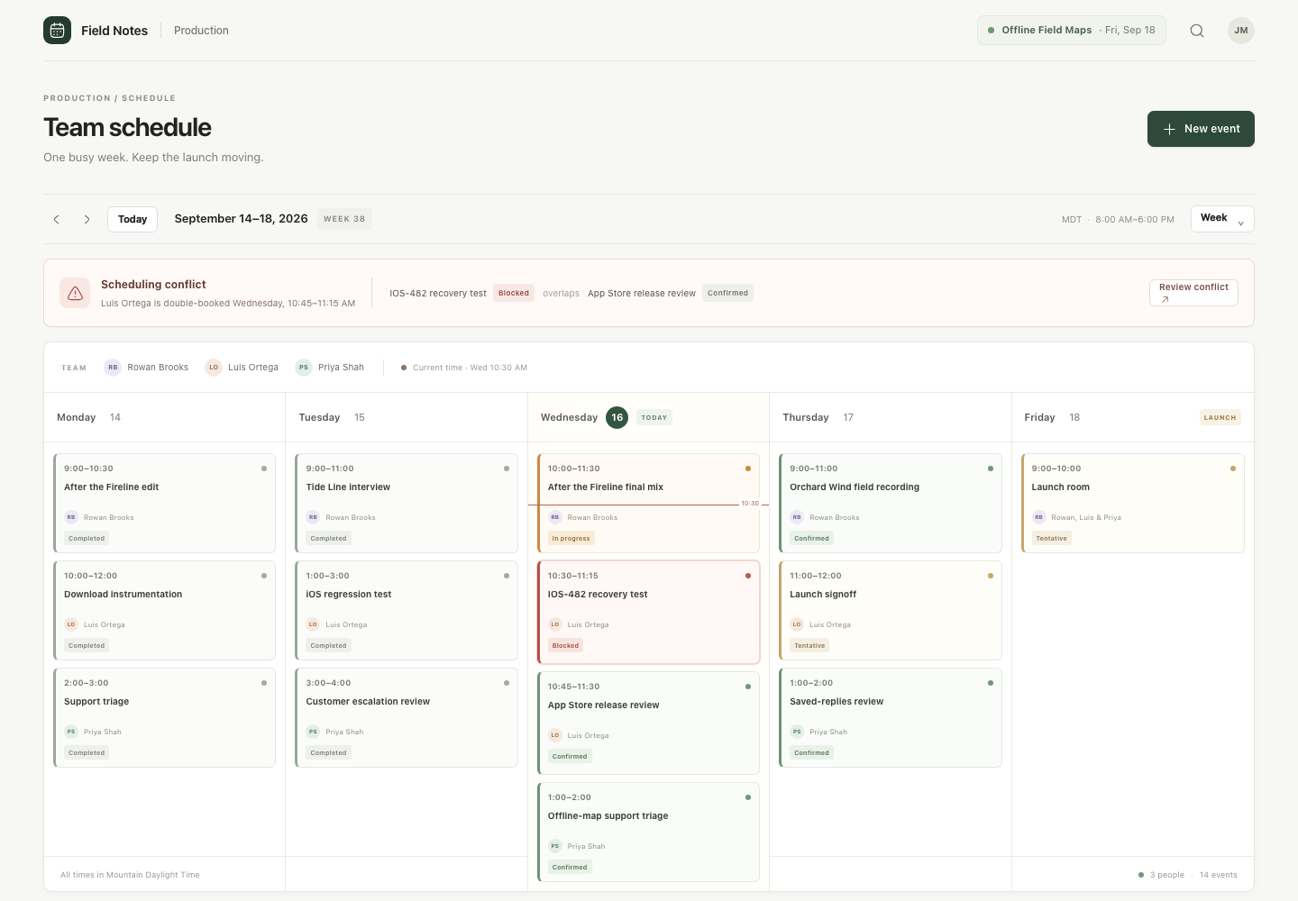 Responsive team scheduling, Model + skill, GPT-6 Luna (Medium), Emil Design Engineering