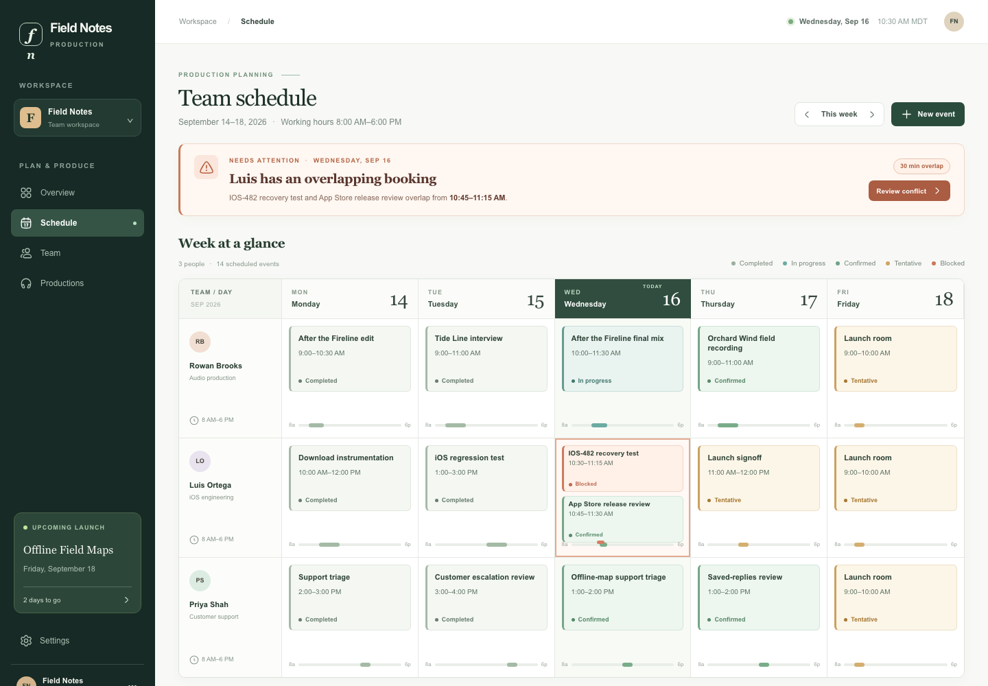 Responsive team scheduling, Model + skill, GPT-6 Sol (High), Emil Design Engineering